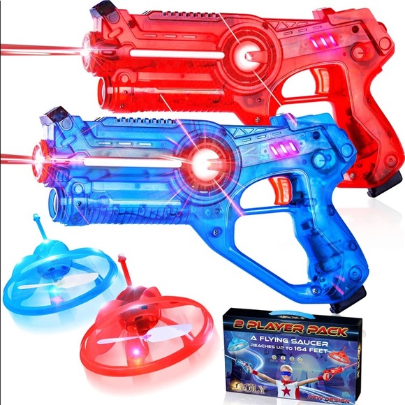 2 Laser Tag Gun Game W/ 2 Flying Toy Drones Target - Picture 1 of 7